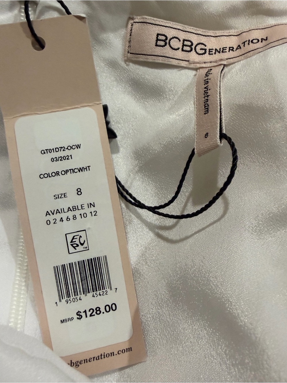 BCBGeneration Women’s Textured Halter Tie Back Dress, Optic White, Size 8, NWT - Picture 9 of 12